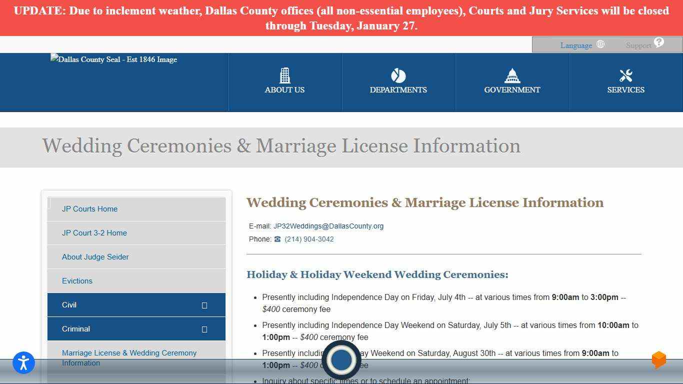 Wedding Ceremonies & Marriage License Information