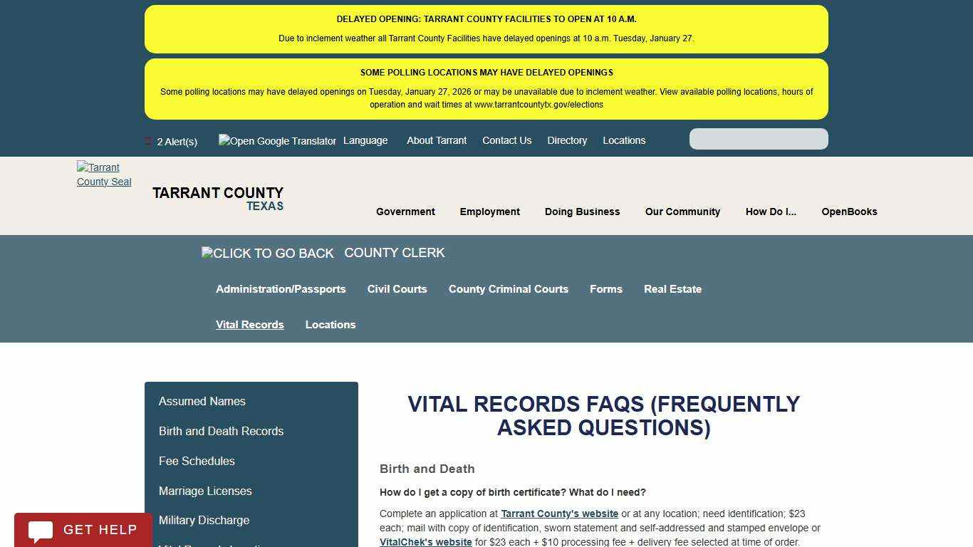 Vital Records FAQs (Frequently Asked Questions)