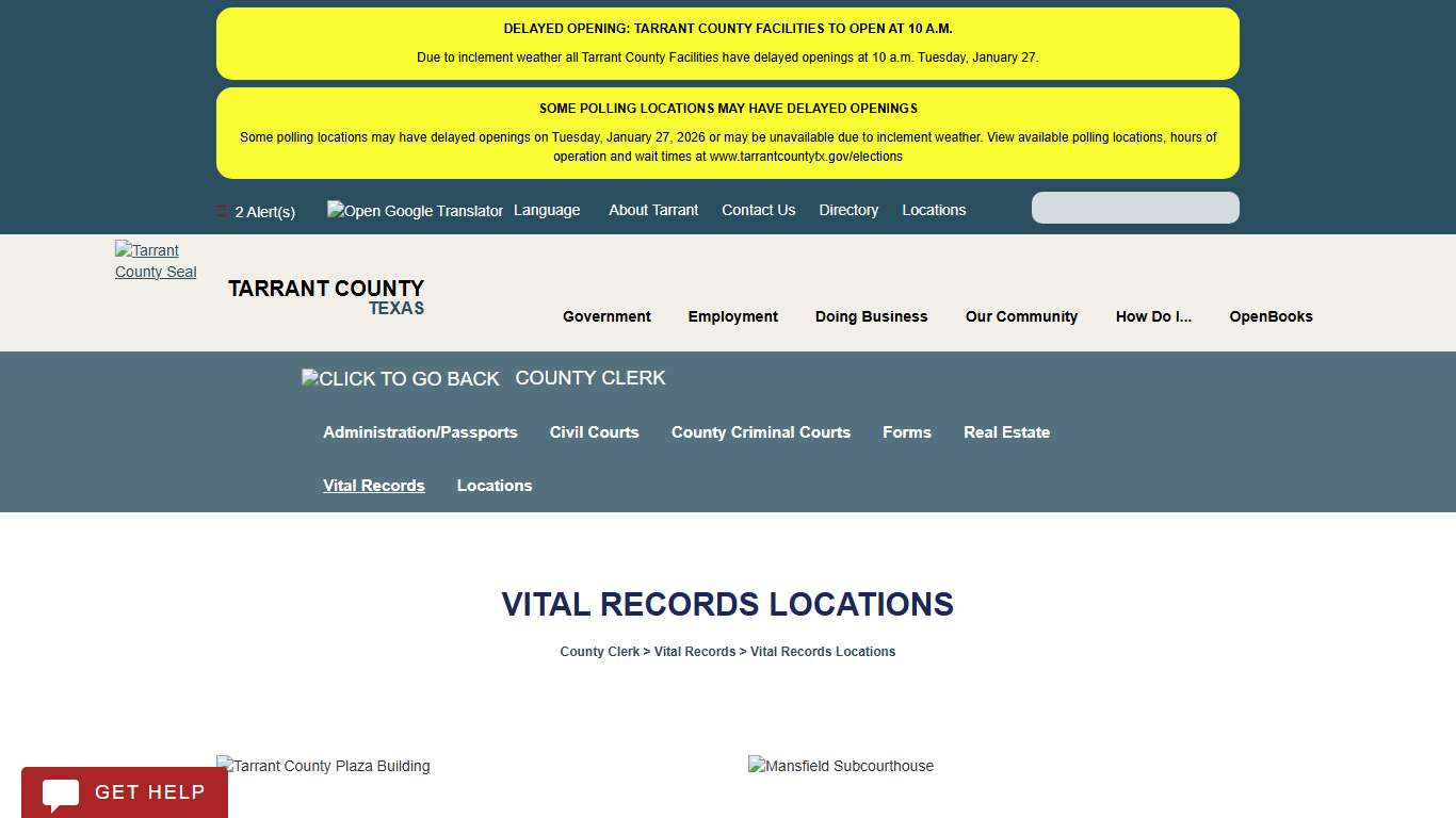 Vital Records Locations